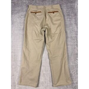 Orvis‎ Pants Mens 34x29 Beige Zambezi Twill Cotton Brown Leather Trim Trousers